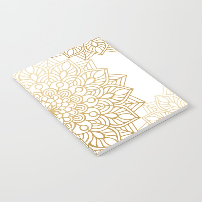 Beautiful White & Gold Mandala Pattern Notebook Gallery Image 1