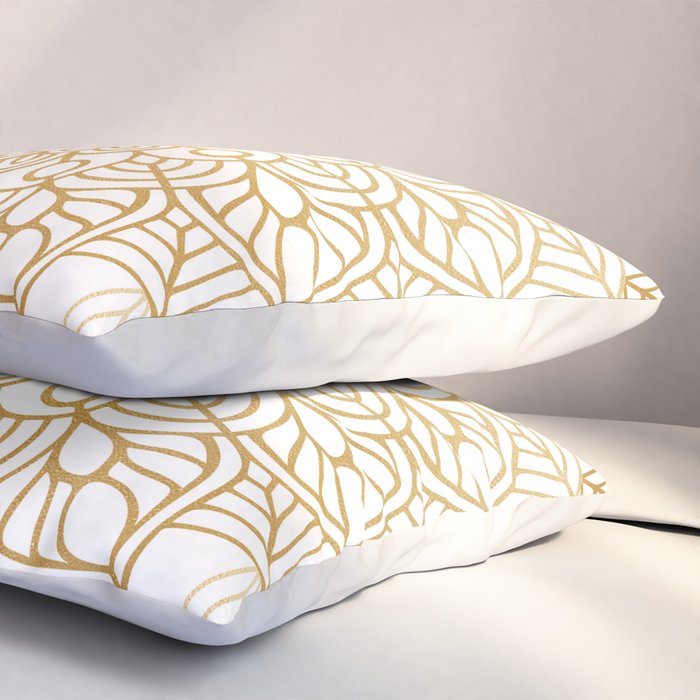 Beautiful White & Gold Mandala Pattern Pillow Sham Gallery Image 3