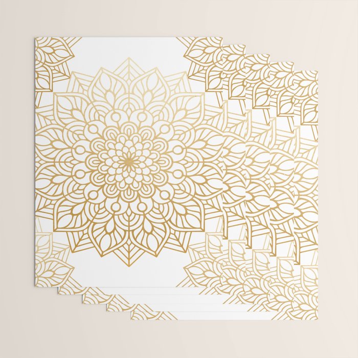Beautiful White & Gold Mandala Pattern Wrapping Paper Gallery Image 3