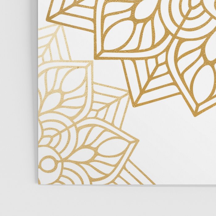 Beautiful White & Gold Mandala Pattern Poster Gallery Image 3