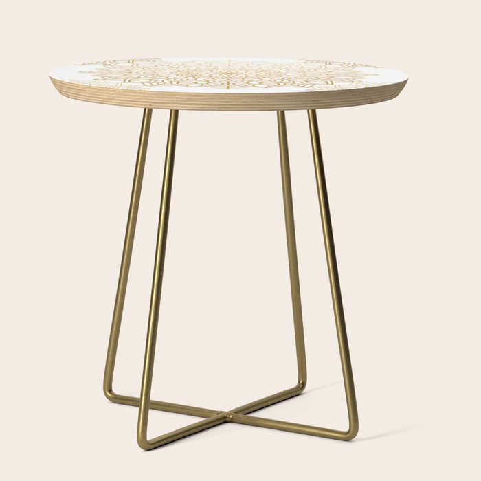 Beautiful White & Gold Mandala Pattern Side Table Gallery Image 1