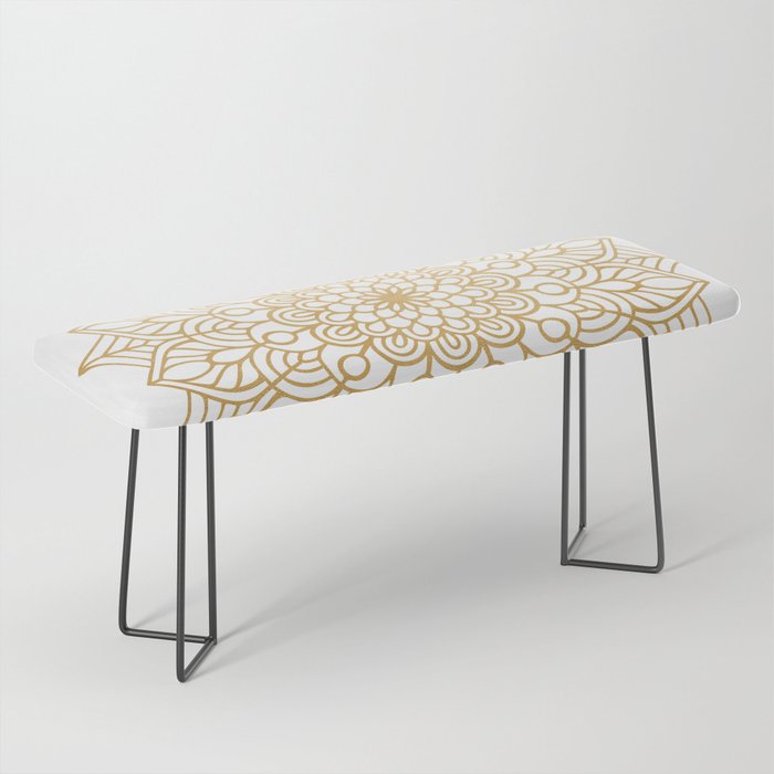 Beautiful White & Gold Mandala Pattern Bench Gallery Image 1