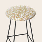 Beautiful White & Gold Mandala Pattern Stool Gallery Image 2