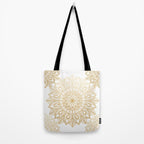 Beautiful White & Gold Mandala Pattern Tote Bag Gallery Image 2