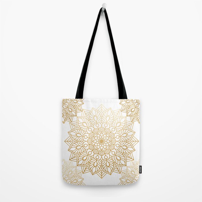 Beautiful White & Gold Mandala Pattern Tote Bag Gallery Image 2