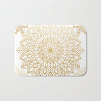 Beautiful White & Gold Mandala Pattern Bath Mat Gallery Image 1