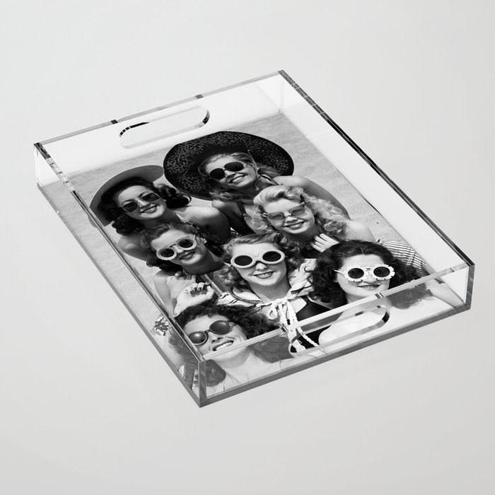 Vintage Girls In Sunglasses Acrylic Tray Gallery Image 1