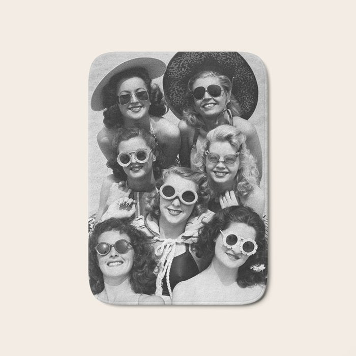 Vintage Girls In Sunglasses Bath Mat Gallery Image 1