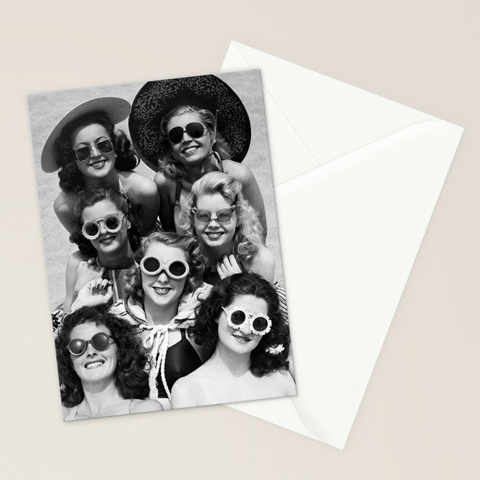 Vintage Girls In Sunglasses Stationery Card Gallery Image 2