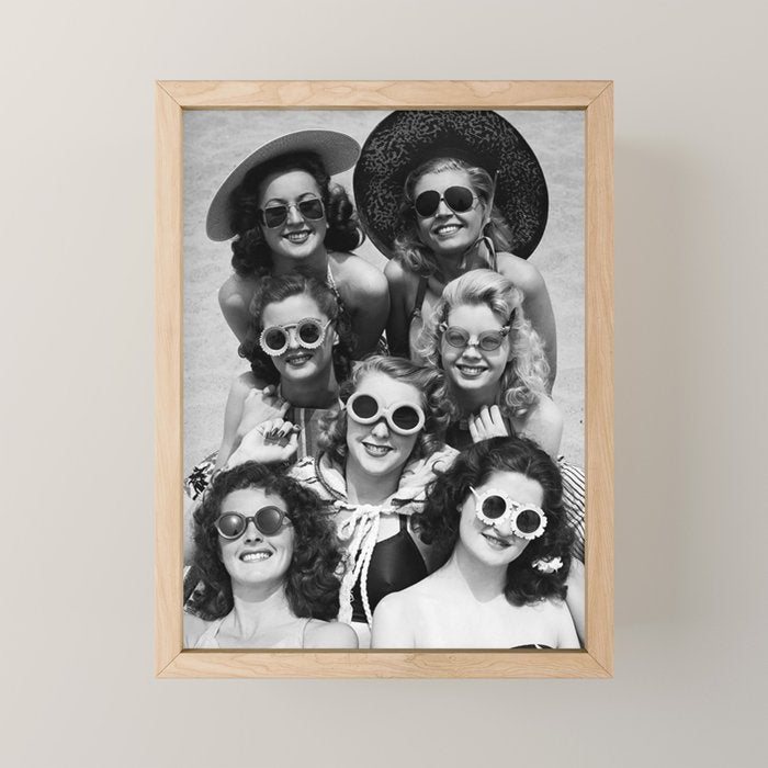 Vintage Girls In Sunglasses Mini Art Print Gallery Image 1