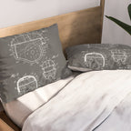 Football Helmet Patent - Football Art - Black Chalkboard Pillow Sham Gallery Image 2