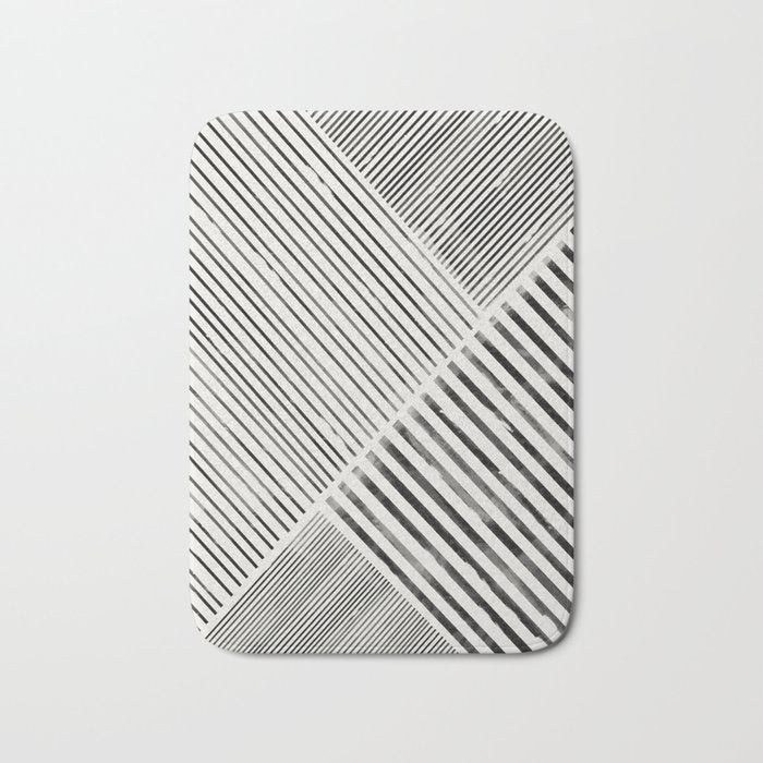 Black and White Stripes, Abstract Bath Mat Gallery Image 1