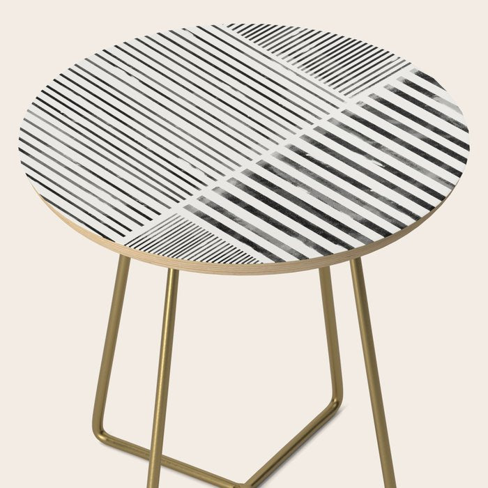 Black and White Stripes, Abstract Side Table Gallery Image 2