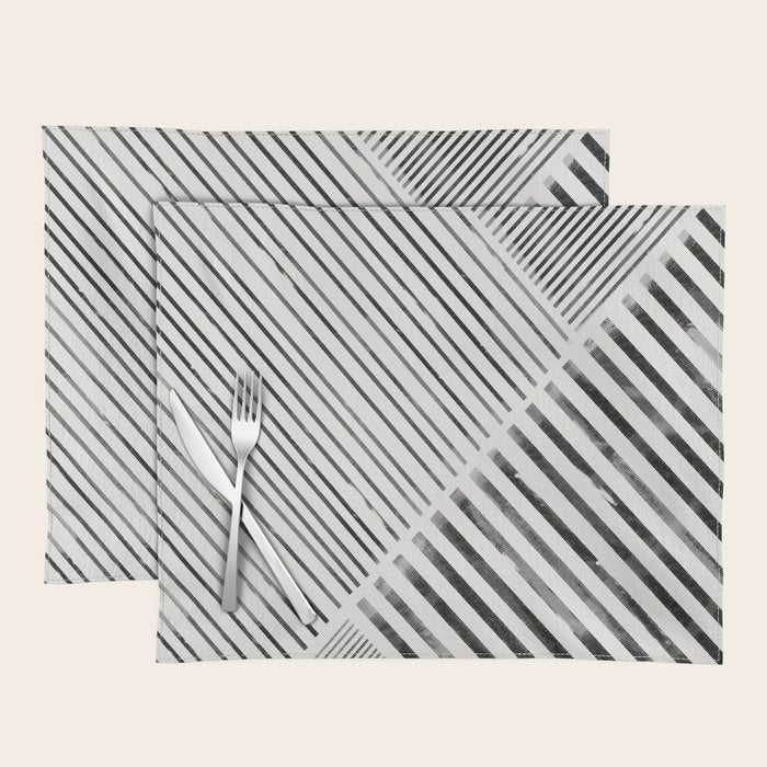 Black and White Stripes, Abstract Placemat Gallery Image 1