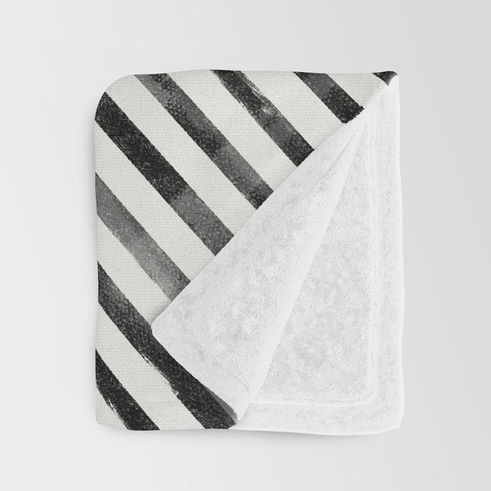 Black and White Stripes, Abstract Throw Blanket Gallery Image 3