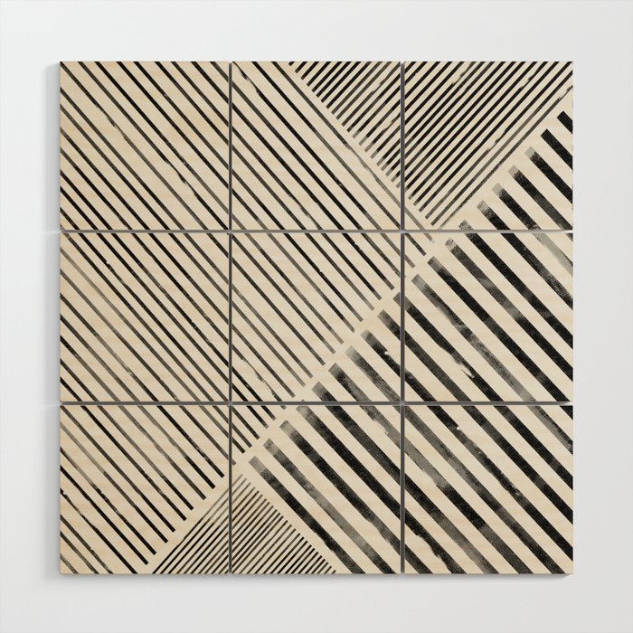 Black and White Stripes, Abstract Wood Wall Art Gallery Image 1