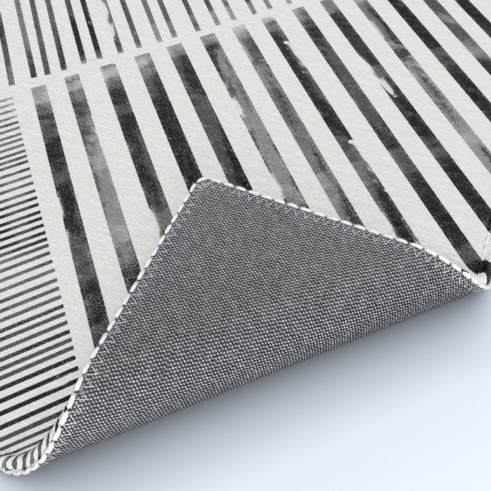 Black and White Stripes, Abstract Rug Gallery Image 4