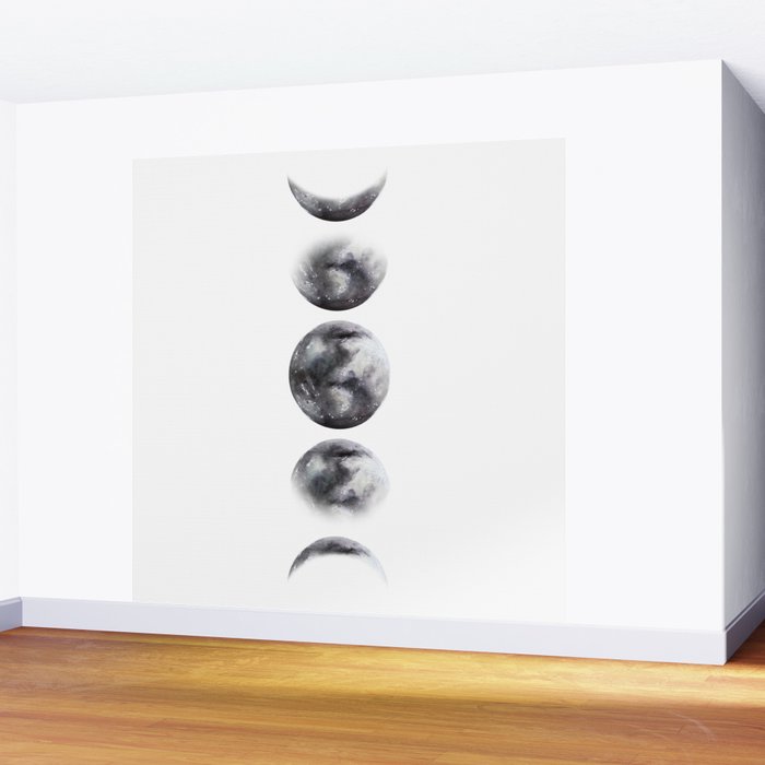 Moon phases watercolor painting Wall Mural Gallery Image 2