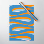 Pop Swirl Wavy Abstract Line Pattern Blue Orange Pink Wrapping Paper Gallery Image 1