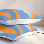 Pop Swirl Wavy Abstract Line Pattern Blue Orange Pink Pillow Sham Gallery Image 3