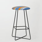 Pop Swirl Wavy Abstract Line Pattern Blue Orange Pink Stool Gallery Image 1