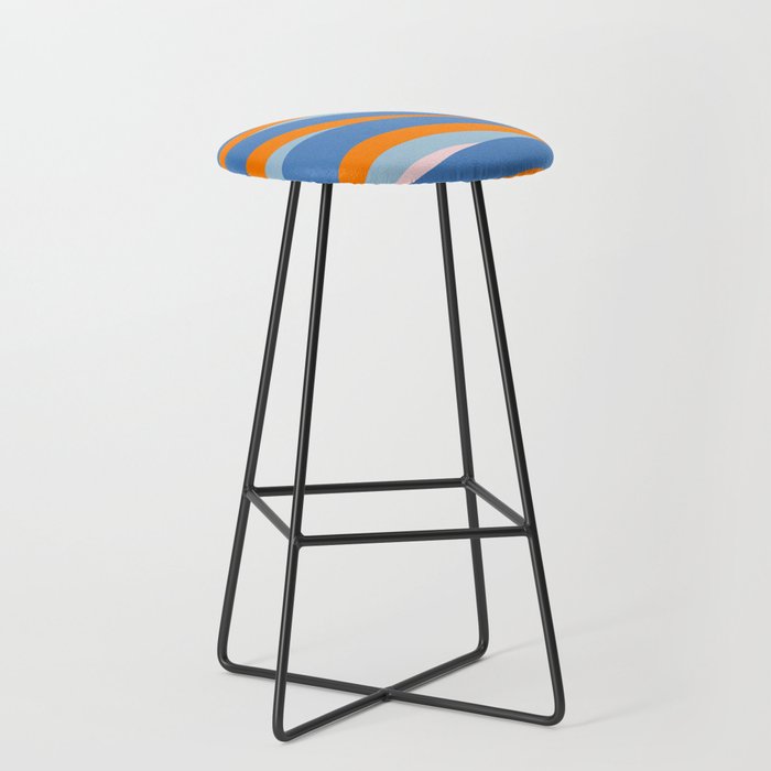 Pop Swirl Wavy Abstract Line Pattern Blue Orange Pink Stool Gallery Image 1