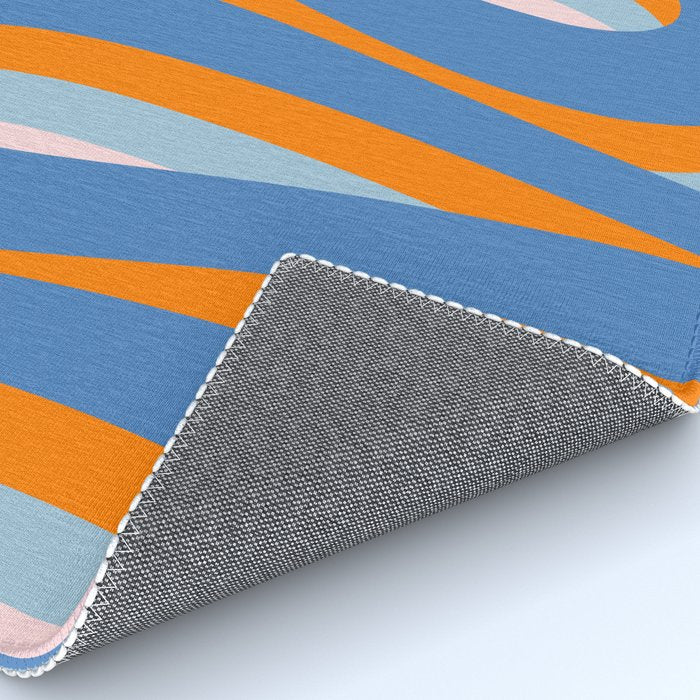 Pop Swirl Wavy Abstract Line Pattern Blue Orange Pink Rug Gallery Image 4
