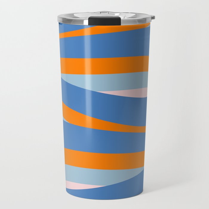 Pop Swirl Wavy Abstract Line Pattern Blue Orange Pink Travel Mug Gallery Image 1