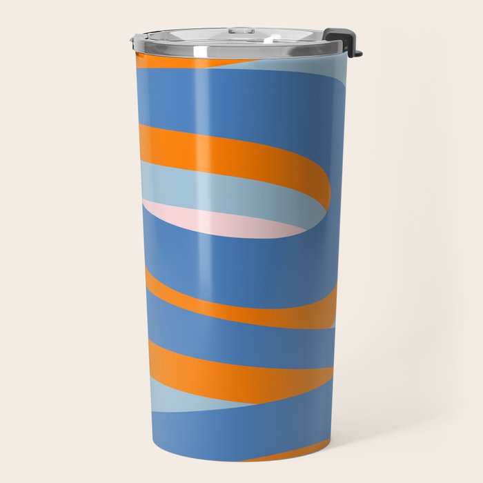 Pop Swirl Wavy Abstract Line Pattern Blue Orange Pink Travel Mug Gallery Image 2
