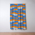 Pop Swirl Wavy Abstract Line Pattern Blue Orange Pink Window Curtain Gallery Image 3