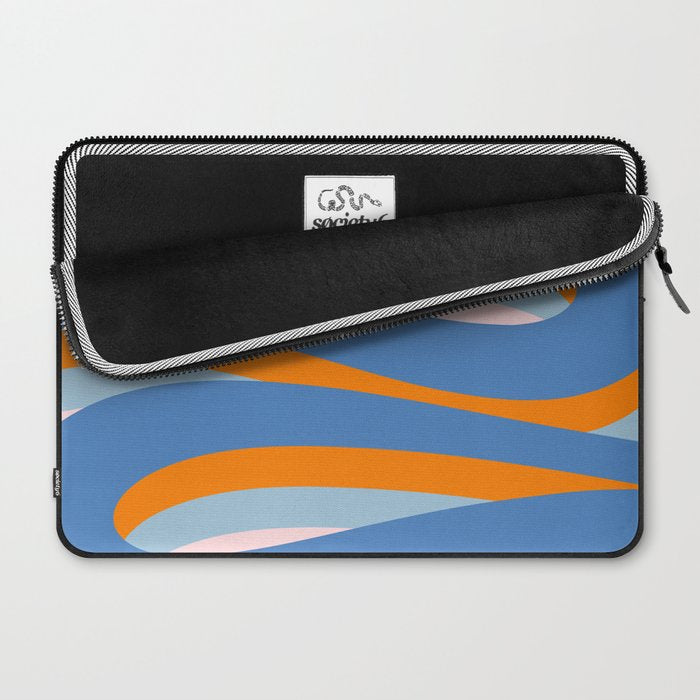 Pop Swirl Wavy Abstract Line Pattern Blue Orange Pink Laptop Sleeve Gallery Image 2