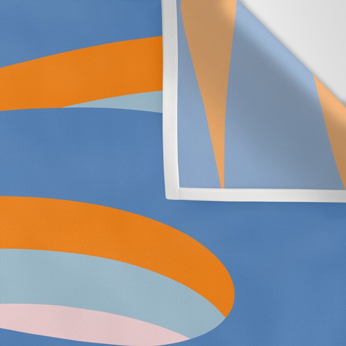 Pop Swirl Wavy Abstract Line Pattern Blue Orange Pink Wall Tapestry Gallery Image 3