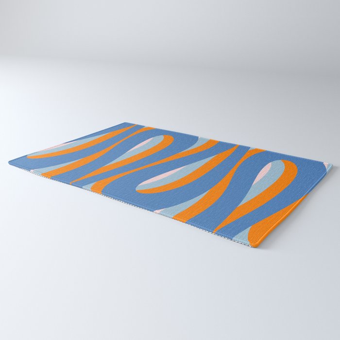 Pop Swirl Wavy Abstract Line Pattern Blue Orange Pink Rug Gallery Image 3