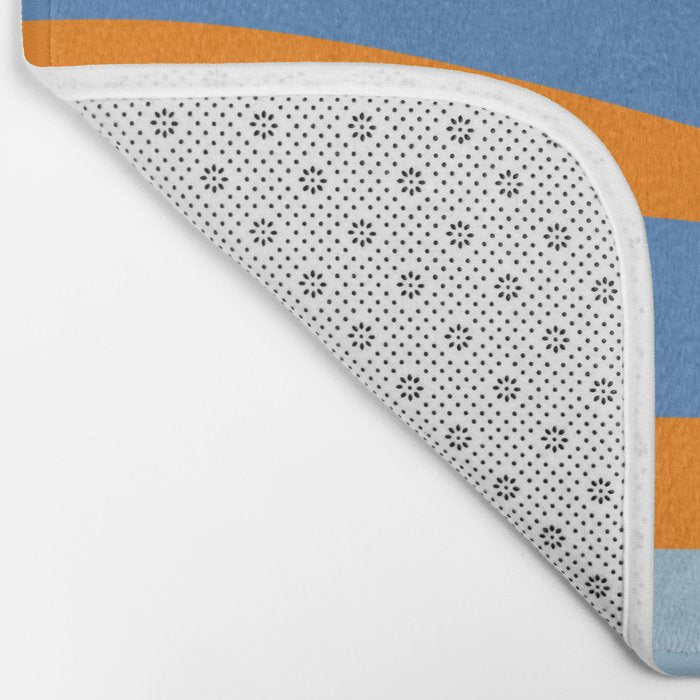Pop Swirl Wavy Abstract Line Pattern Blue Orange Pink Bath Mat Gallery Image 2
