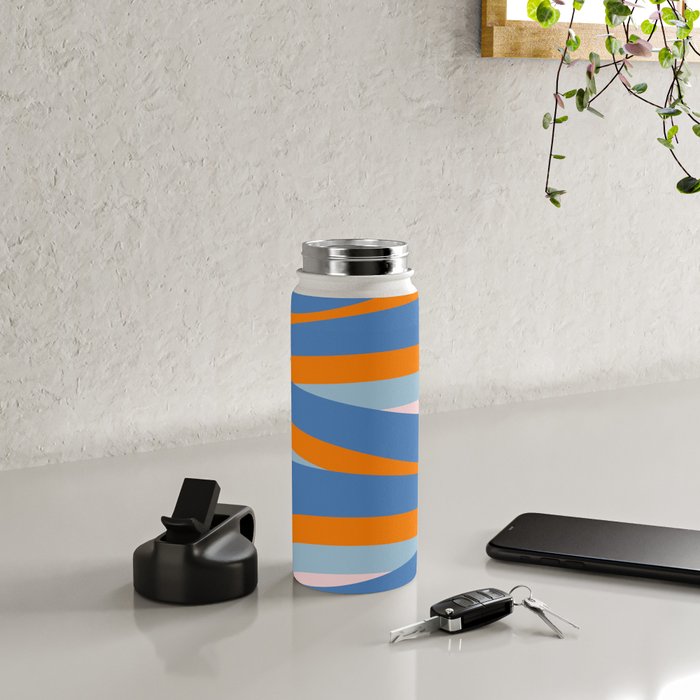 Pop Swirl Wavy Abstract Line Pattern Blue Orange Pink Water Bottle Gallery Image 4