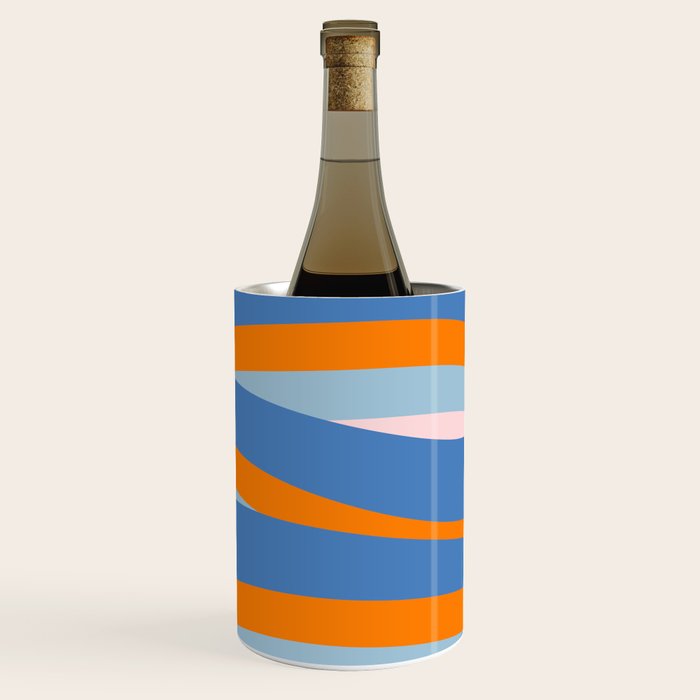 Pop Swirl Wavy Abstract Line Pattern Blue Orange Pink Wine Chiller Gallery Image 1