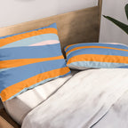 Pop Swirl Wavy Abstract Line Pattern Blue Orange Pink Pillow Sham Gallery Image 2