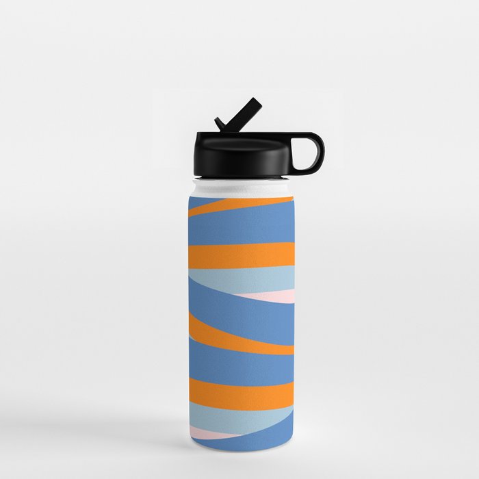 Pop Swirl Wavy Abstract Line Pattern Blue Orange Pink Water Bottle Gallery Image 1