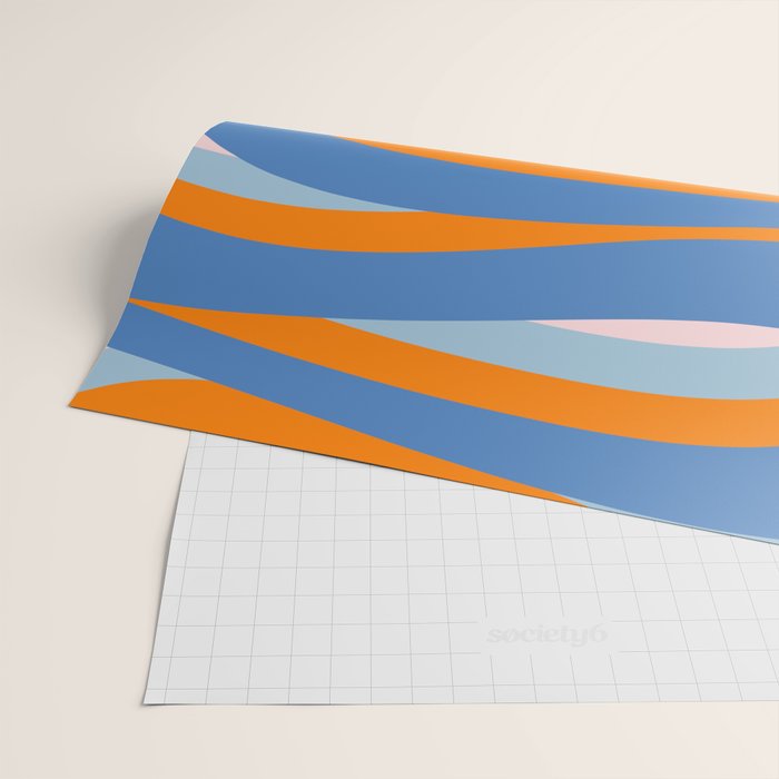 Pop Swirl Wavy Abstract Line Pattern Blue Orange Pink Wrapping Paper Gallery Image 2