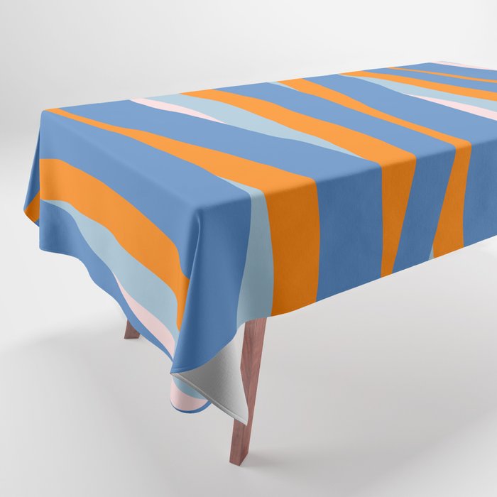 Pop Swirl Wavy Abstract Line Pattern Blue Orange Pink Tablecloth Gallery Image 1