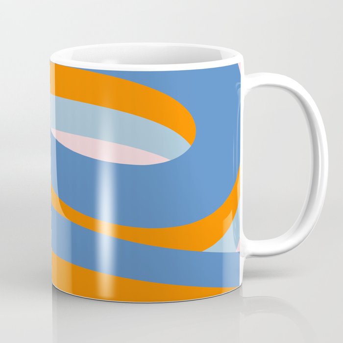 Pop Swirl Wavy Abstract Line Pattern Blue Orange Pink Coffee Mug Gallery Image 1