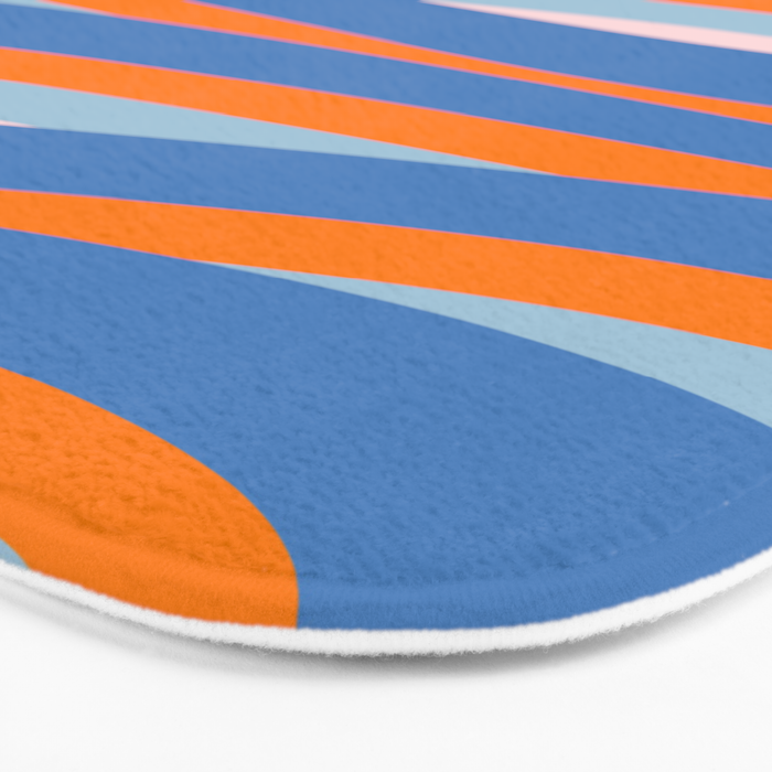 Pop Swirl Wavy Abstract Line Pattern Blue Orange Pink Bath Mat Gallery Image 3