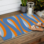 Pop Swirl Wavy Abstract Line Pattern Blue Orange Pink Outdoor Rug Gallery Image 2