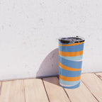 Pop Swirl Wavy Abstract Line Pattern Blue Orange Pink Travel Mug Gallery Image 4