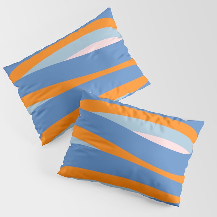 Pop Swirl Wavy Abstract Line Pattern Blue Orange Pink Pillow Sham Gallery Image 1
