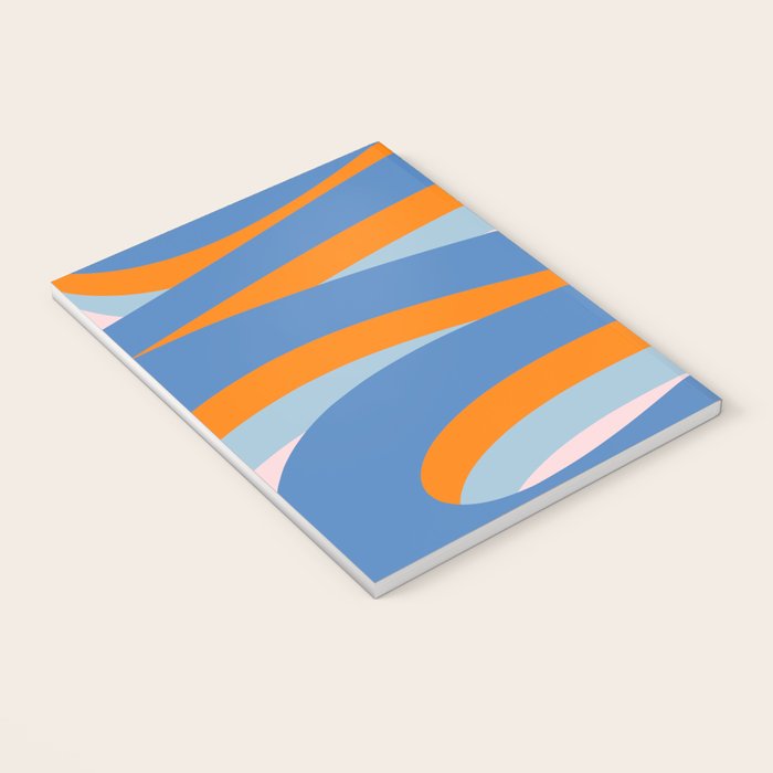 Pop Swirl Wavy Abstract Line Pattern Blue Orange Pink Notebook Gallery Image 3