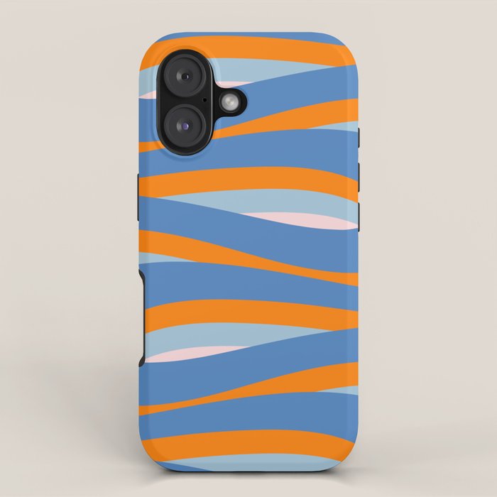 Pop Swirl Wavy Abstract Line Pattern Blue Orange Pink iPhone Case Gallery Image 1