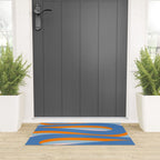 Pop Swirl Wavy Abstract Line Pattern Blue Orange Pink Welcome Mat Gallery Image 3
