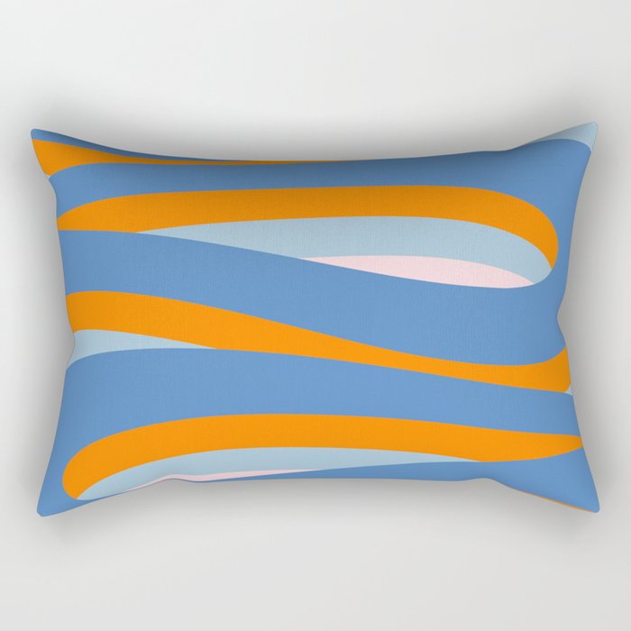 Pop Swirl Wavy Abstract Line Pattern Blue Orange Pink Rectangular Pillow Gallery Image 2
