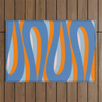 Pop Swirl Wavy Abstract Line Pattern Blue Orange Pink Outdoor Rug Gallery Image 1